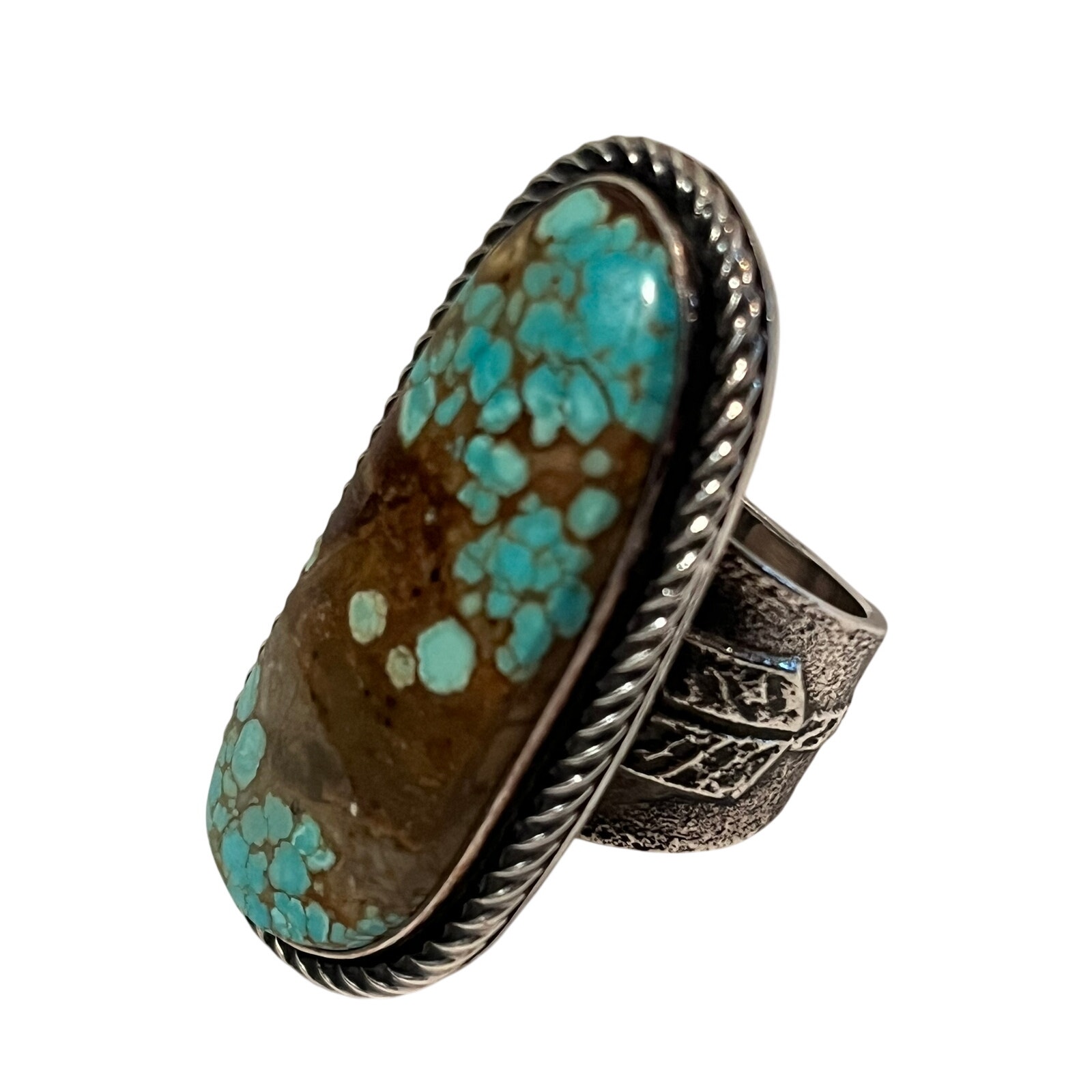 Turquoise And Silver Ring Large W/Weight Size 7.5/8/8.5
